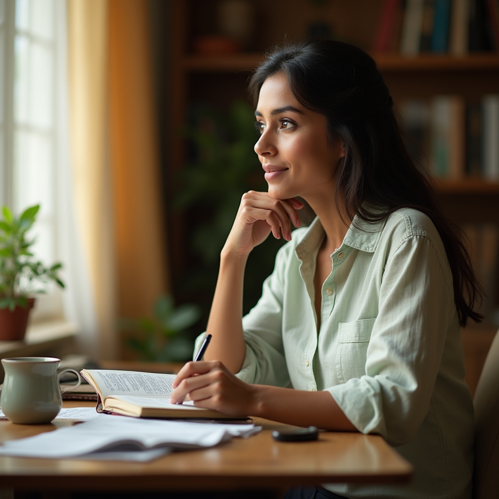 Person reviewing everyday spending decisions in a warm, thoughtful setting